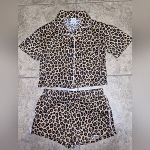 Art Class Kids Pajama Set with Leopard Pattern